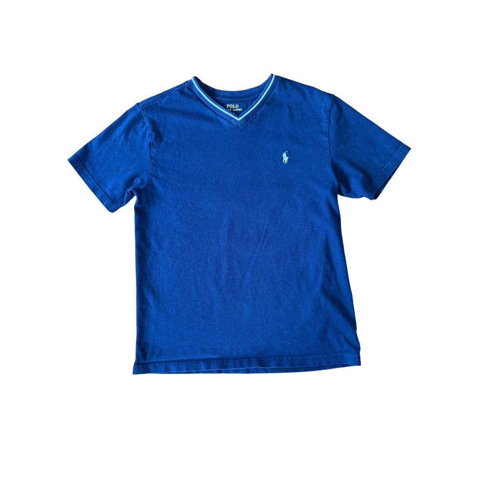 Vintage Polo Ralph Lauren V-Neck T-Shirt Women Size M Navy Blue